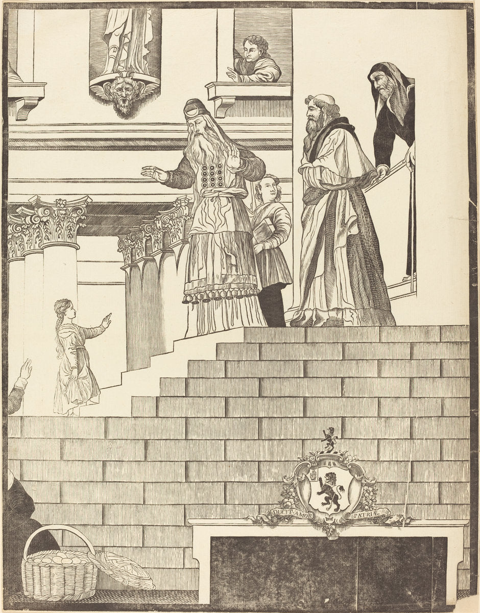Presentation of the Virgin in the Temple [right plate] by John Baptist Jackson after Titian (English, 1701 - c. 1780), 16X12"(A3)Poster Print