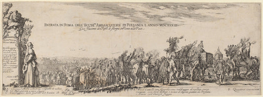 Title Page for "Entry into Rome of His Excellency the Polish Ambassador" by Stefano Della Bella (Italian, 1610 - 1664), 16X12"(A3)Poster Print
