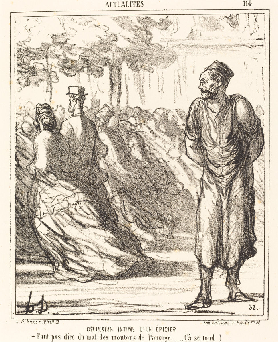 Réflection intime d'un épicier by Honoré Daumier (French, 1808 - 1879), 16X12"(A3)Poster Print