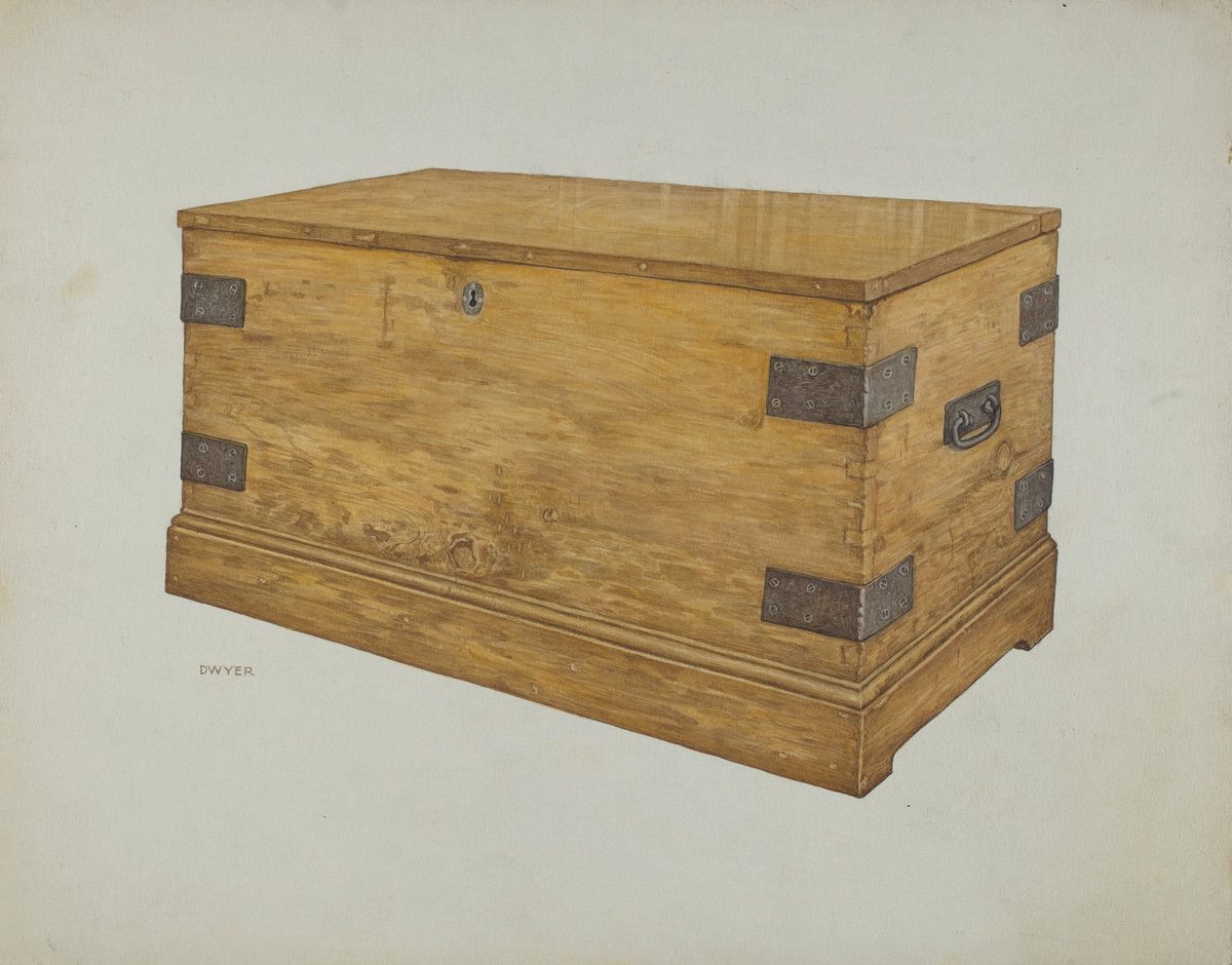 Wooden Chest by James Dwyer (American, active c. 1935), 16X12"(A3)Poster Print