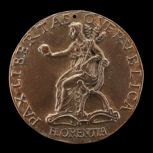 c. 1465/1469 by Florentine 15th Century (Florence Holding an Orb and Triple Olive Branch [reverse]), 16X12"(A3)Poster Print