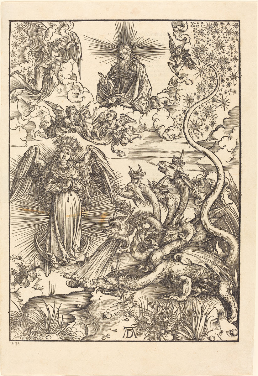 The Apocalyptic Woman by Albrecht Dürer (German, 1471 - 1528), 16X12"(A3)Poster Print