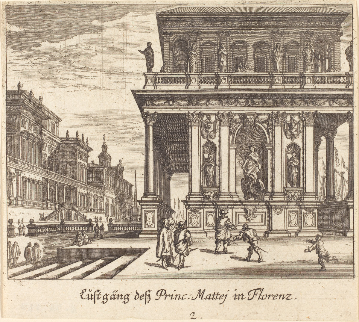 Palace, Florence by Melchior Küsel after Johann Wilhelm Baur (German, 1626 - 1683), 16X12"(A3)Poster Print