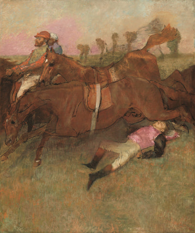 Scene from the Steeplechase: The Fallen Jockey by Edgar Degas (French, 1834 - 1917), 16X12"(A3)Poster Print