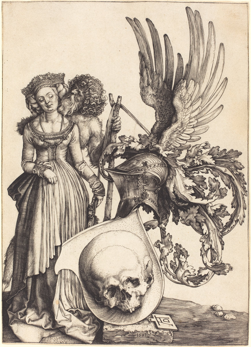 Coat of Arms with a Skull by Albrecht Dürer (German, 1471 - 1528), 16X12"(A3)Poster Print