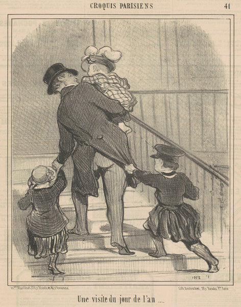 Une visite du jour de l'an by Honoré Daumier (French, 1808 - 1879), 16X12"(A3)Poster Print