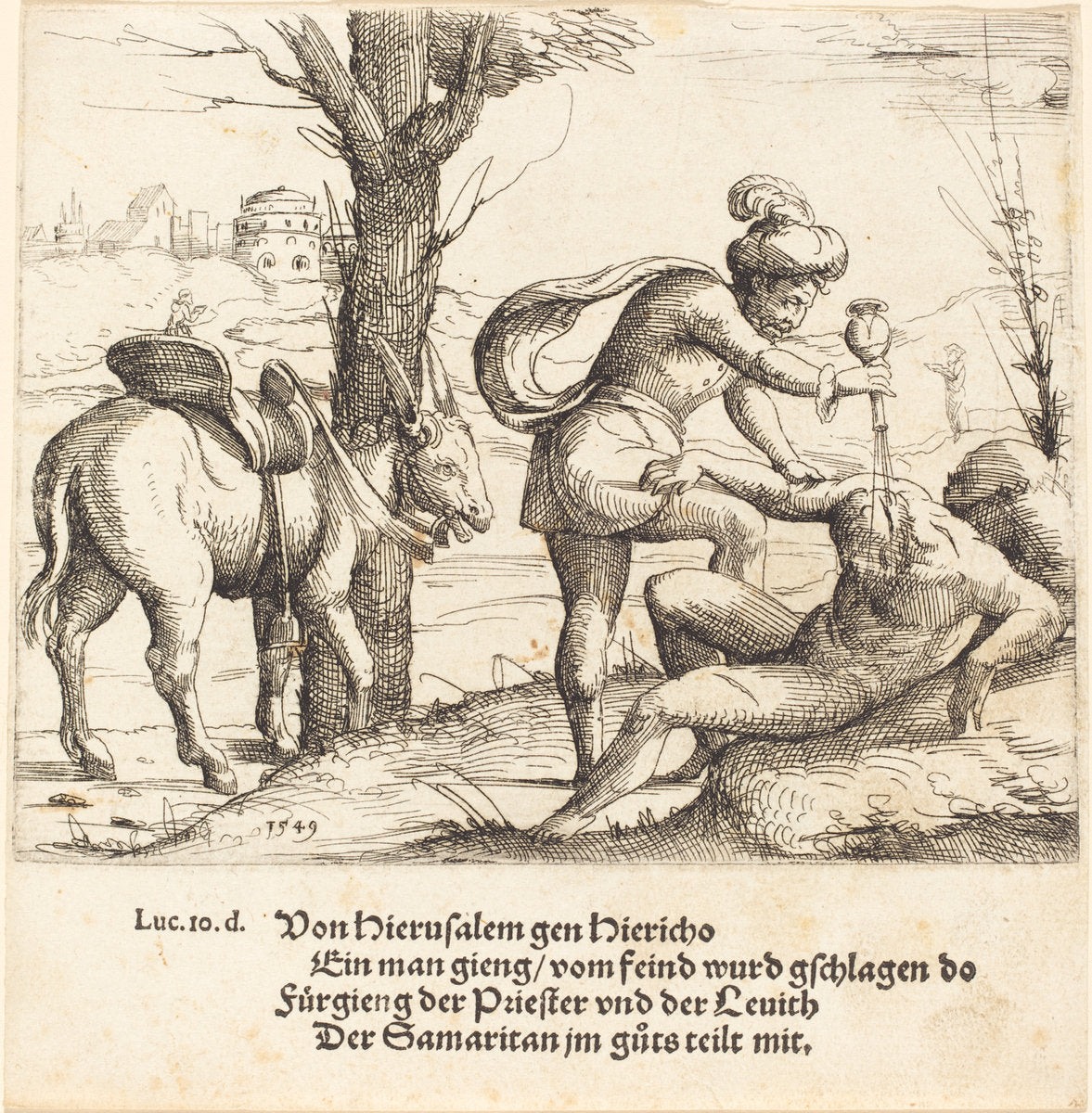 The Parable of the Good Samaritan by Augustin Hirschvogel (German, 1503 - 1553), 16X12"(A3)Poster Print
