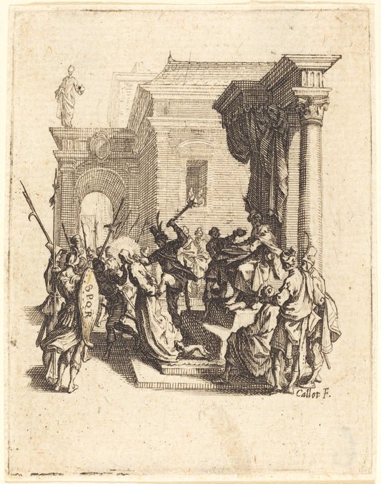 Christ Condemned to Death by Pilate by Jacques Callot (French, 1592 - 1635), 16X12"(A3)Poster Print