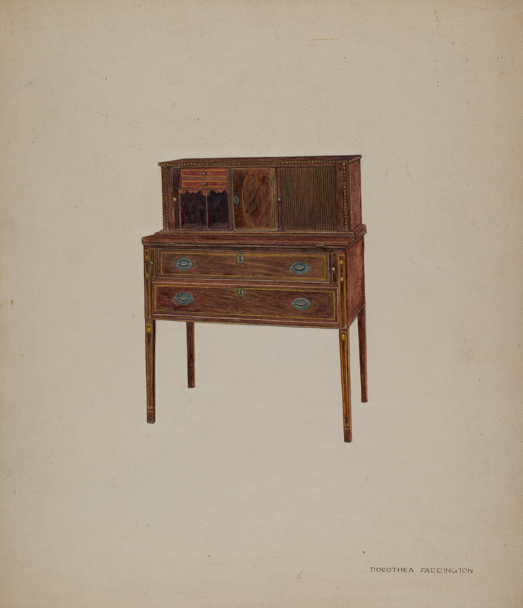 Desk by Dorothea A. Farrington (American, active c. 1935), 16X12"(A3)Poster Print