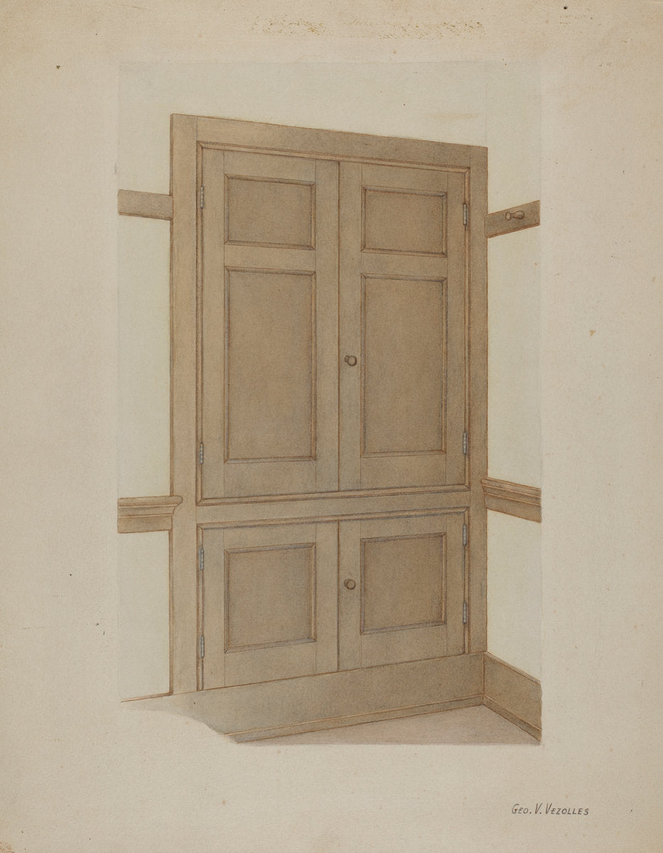 Shaker Room Cupboard by George V. Vezolles (American, 1885 - 1956), 16X12"(A3)Poster Print