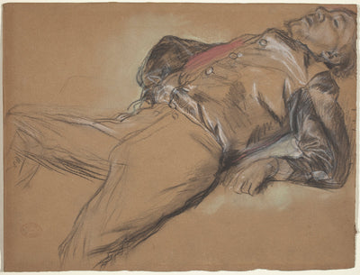 Fallen Jockey (study for "Scene from the Steeplechase: The Fallen Jockey") by Edgar Degas (French, 1834 - 1917), 16X12"(A3)Poster Print