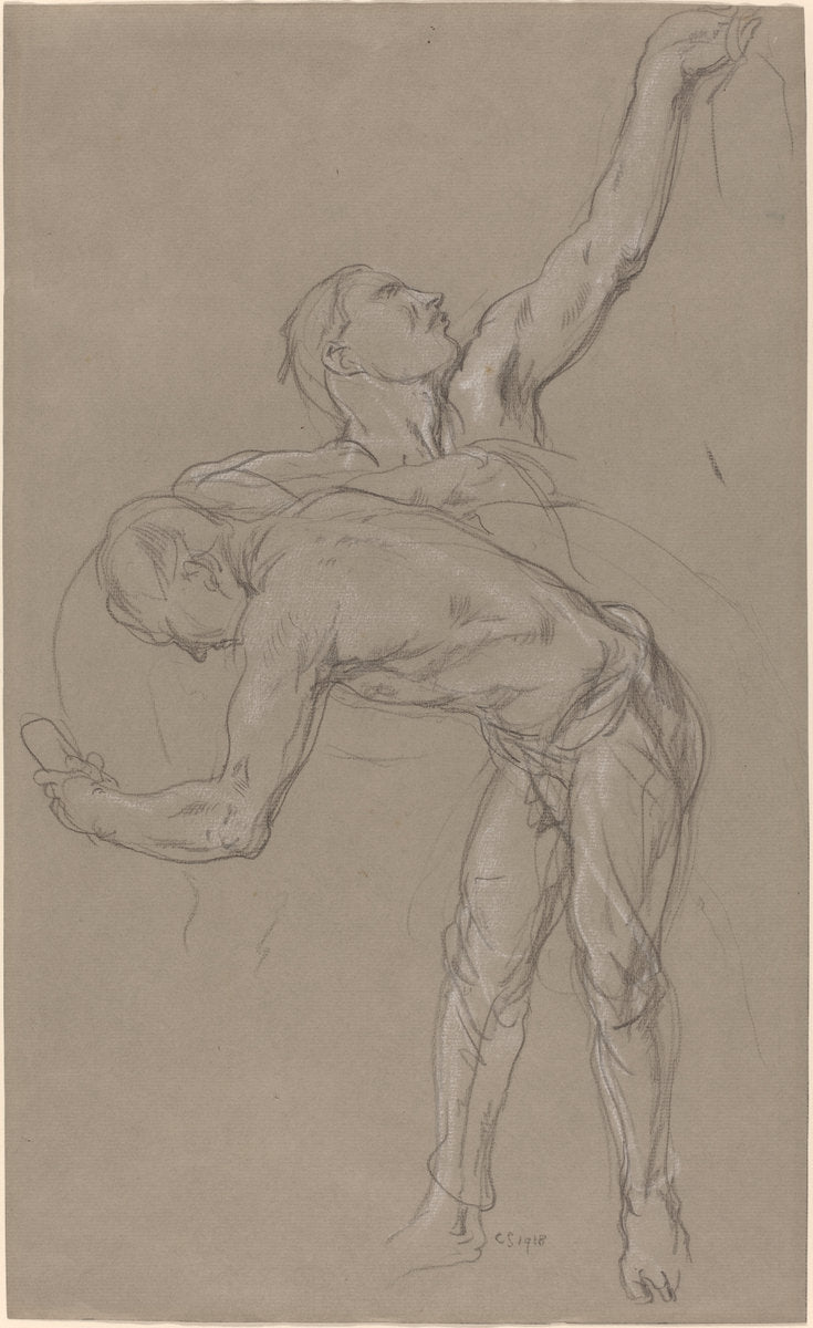 Two Male Figures: Study for "The Good Samaritan" by Charles Hazelwood Shannon (British, 1863 - 1937), 16X12"(A3)Poster Print