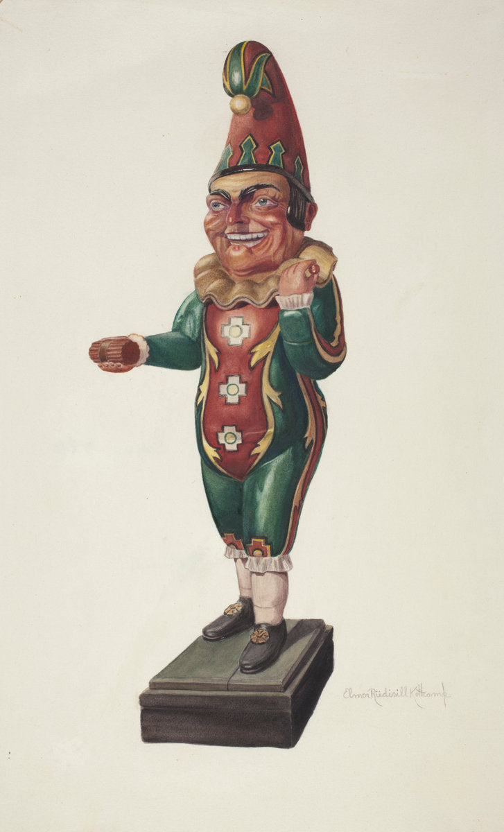 Cigar Store Figure: Punch by Elmer R. Kottcamp (American, active c. 1935), 16X12"(A3)Poster Print