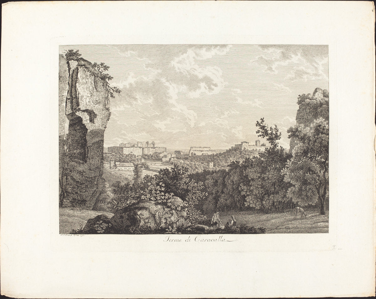 Terme di Caracalla by Albert Christoph Dies (Austrian, 1755 - 1822), 16X12"(A3)Poster Print