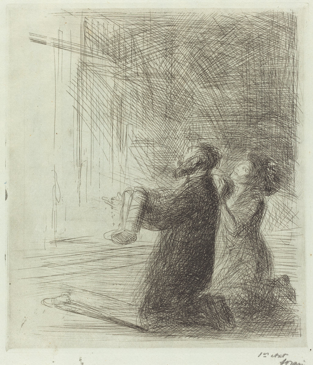 Lourdes, Imploring before the Grotto (fourth plate) by Jean-Louis Forain (French, 1852 - 1931), 16X12"(A3)Poster Print