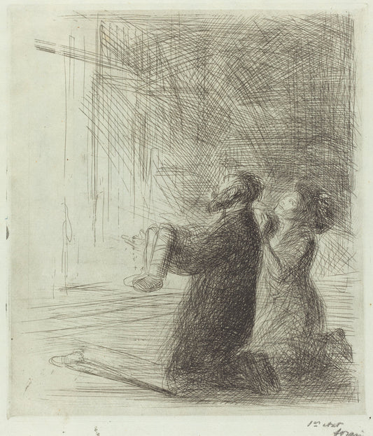 Lourdes, Imploring before the Grotto (fourth plate) by Jean-Louis Forain (French, 1852 - 1931), 16X12"(A3)Poster Print