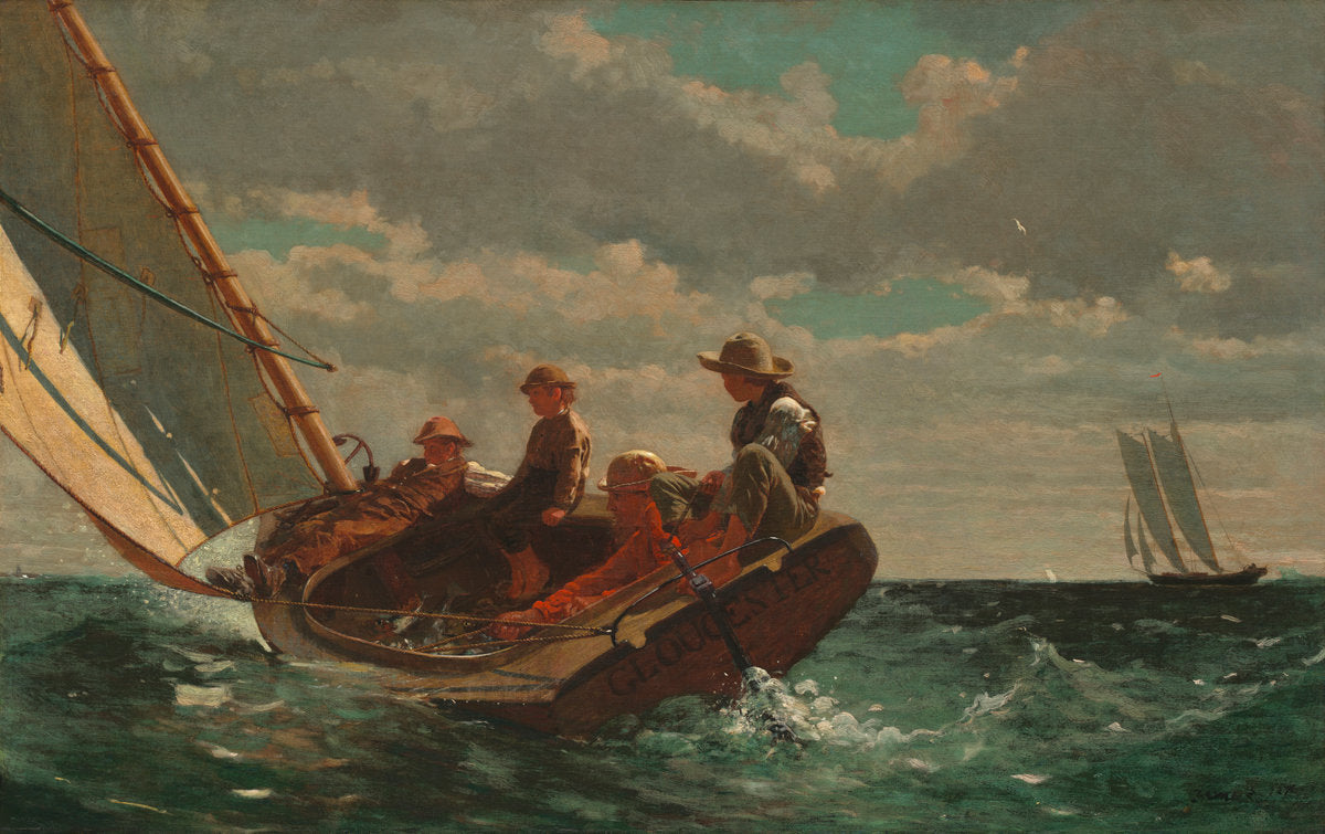 Breezing Up (A Fair Wind) by Winslow Homer (American, 1836 - 1910), 16X12"(A3)Poster Print
