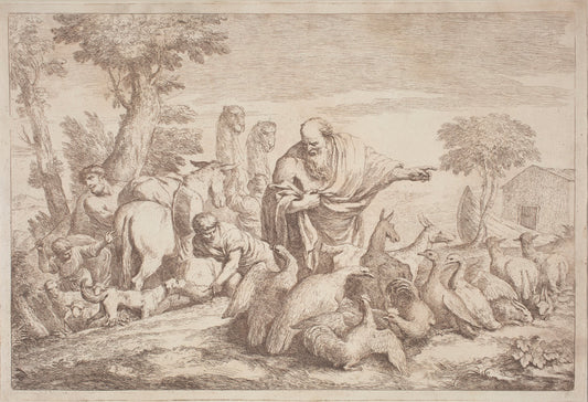 Noah Leading the Animals to the Ark by Gaetano Zompini, after Giovanni Benedetto Castiglione (Italian, 1700 - 1778), 16X12"(A3)Poster Print