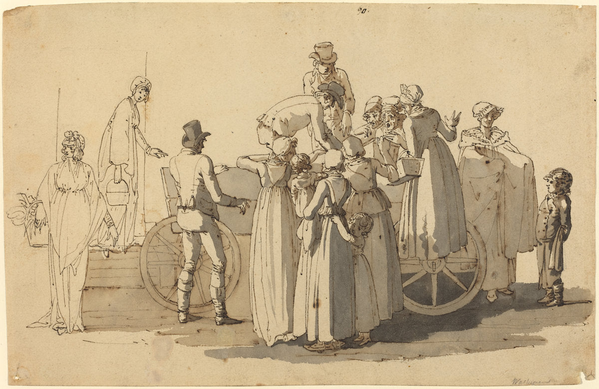 Market Scene by Anton Wachsmann (German, c. 1765 - c. 1836), 16X12"(A3)Poster Print