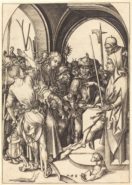 Christ before Annas by Martin Schongauer (German, c. 1450 - 1491), 16X12"(A3)Poster Print
