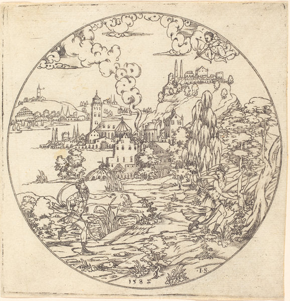 Neptune and Arethusa by Master IS. (German, active c. 1581/1590), 16X12"(A3)Poster Print