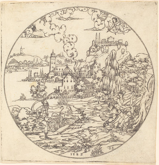 Neptune and Arethusa by Master IS. (German, active c. 1581/1590), 16X12"(A3)Poster Print