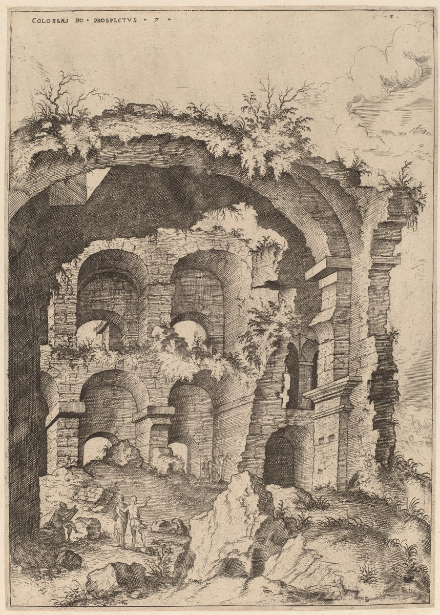 Seventh View of the Colosseum by Hieronymus Cock (Flemish, c. 1510 - 1570), 16X12"(A3)Poster Print