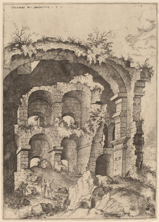 Seventh View of the Colosseum by Hieronymus Cock (Flemish, c. 1510 - 1570), 16X12"(A3)Poster Print