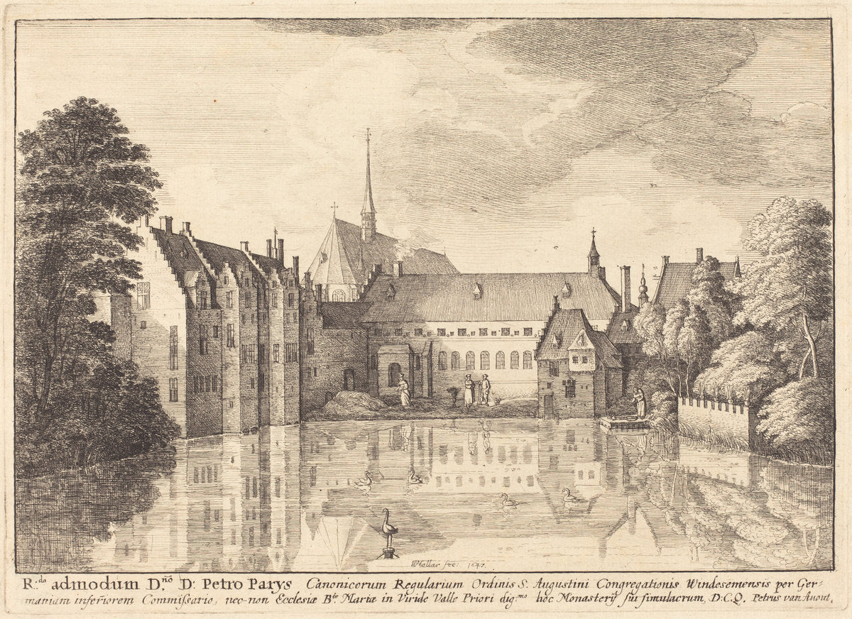 Groenendael Abbey by Wenceslaus Hollar (Bohemian, 1607 - 1677), 16X12"(A3)Poster Print