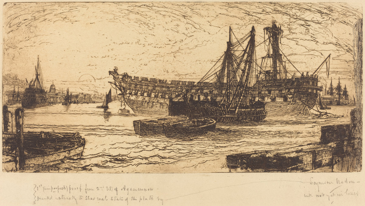 Breaking Up of the Agamemnon by Francis Seymour Haden (British, 1818 - 1910), 16X12"(A3)Poster Print