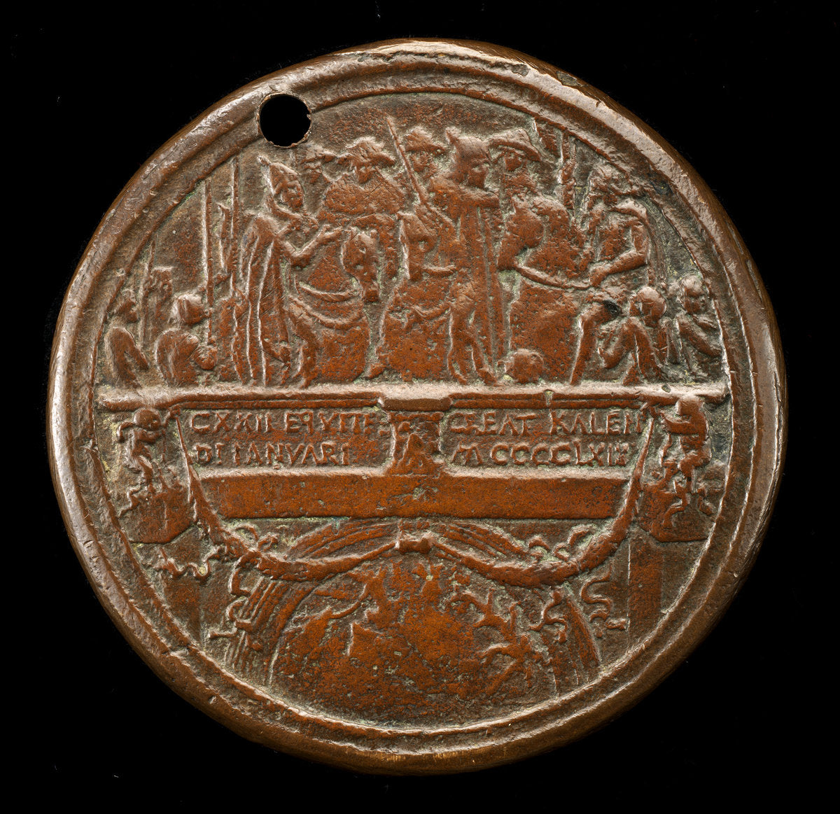 Emperor, Pope, and Cardinals on Ponte Sant' Angelo [reverse] by Bertoldo di Giovanni (Florentine, c. 1430/1440 - 1491), 16X12"(A3)Poster Print