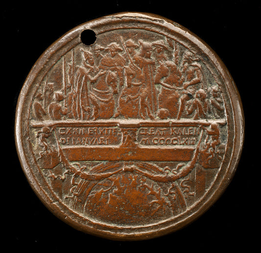 Emperor, Pope, and Cardinals on Ponte Sant' Angelo [reverse] by Bertoldo di Giovanni (Florentine, c. 1430/1440 - 1491), 16X12"(A3)Poster Print