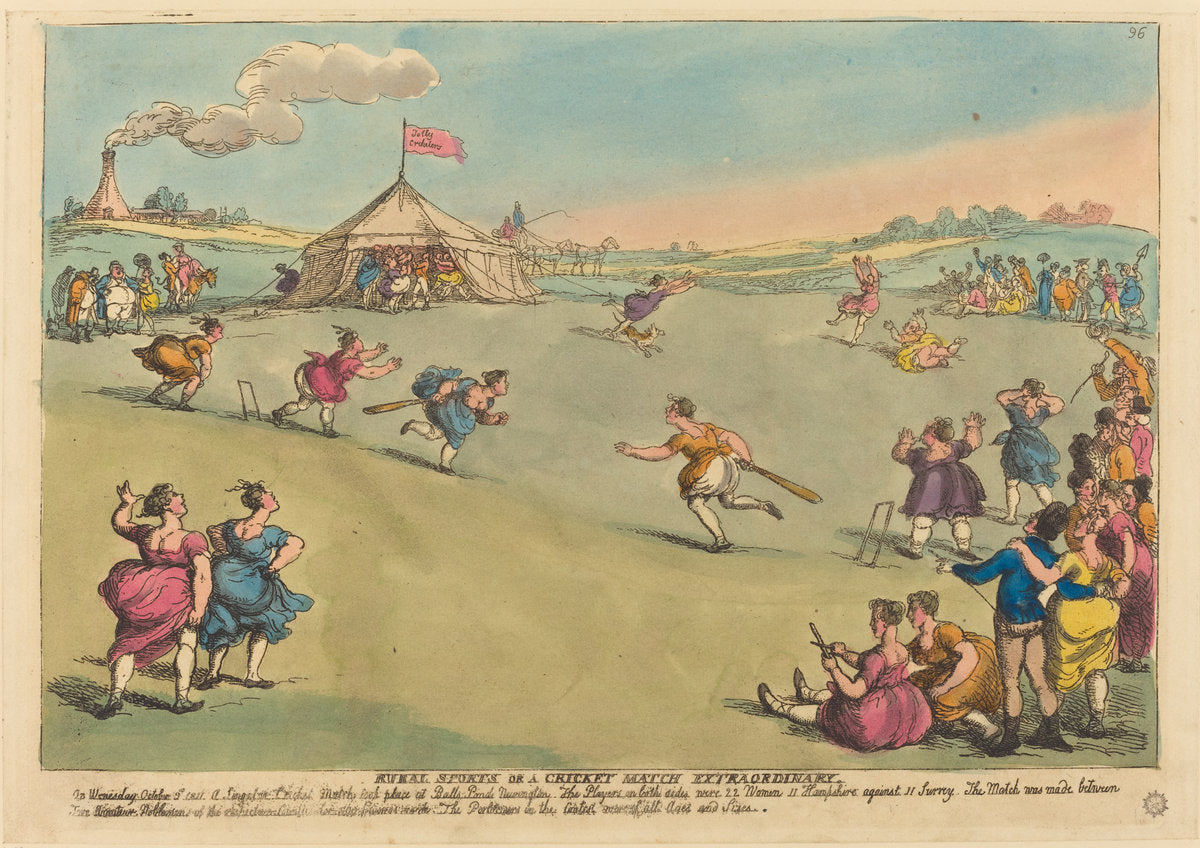 Rural Sports or a Cricket Match Extraordinary by Thomas Rowlandson (British, 1756 - 1827), 16X12"(A3)Poster Print