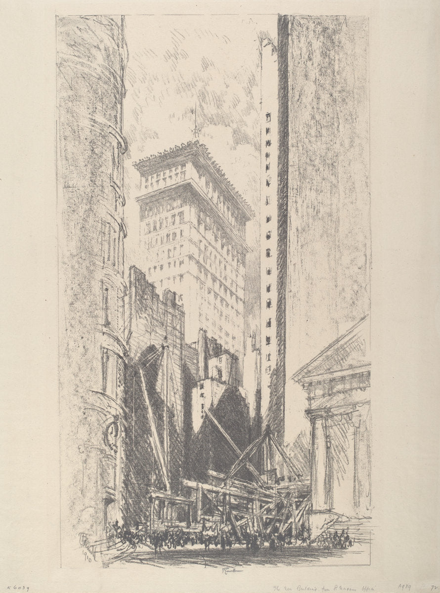 Rebuilding Broad Street by Joseph Pennell (American, 1857 - 1926), 16X12"(A3)Poster Print