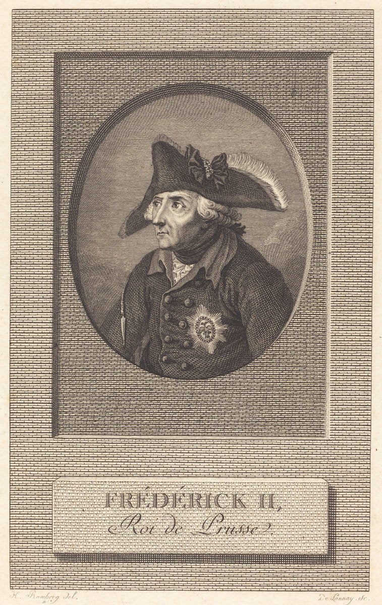 Frederick the Great, King of Prussia by Nicolas Delaunay after Johann Heinrich Ramberg (French, 1739 - 1792), 16X12"(A3)Poster Print