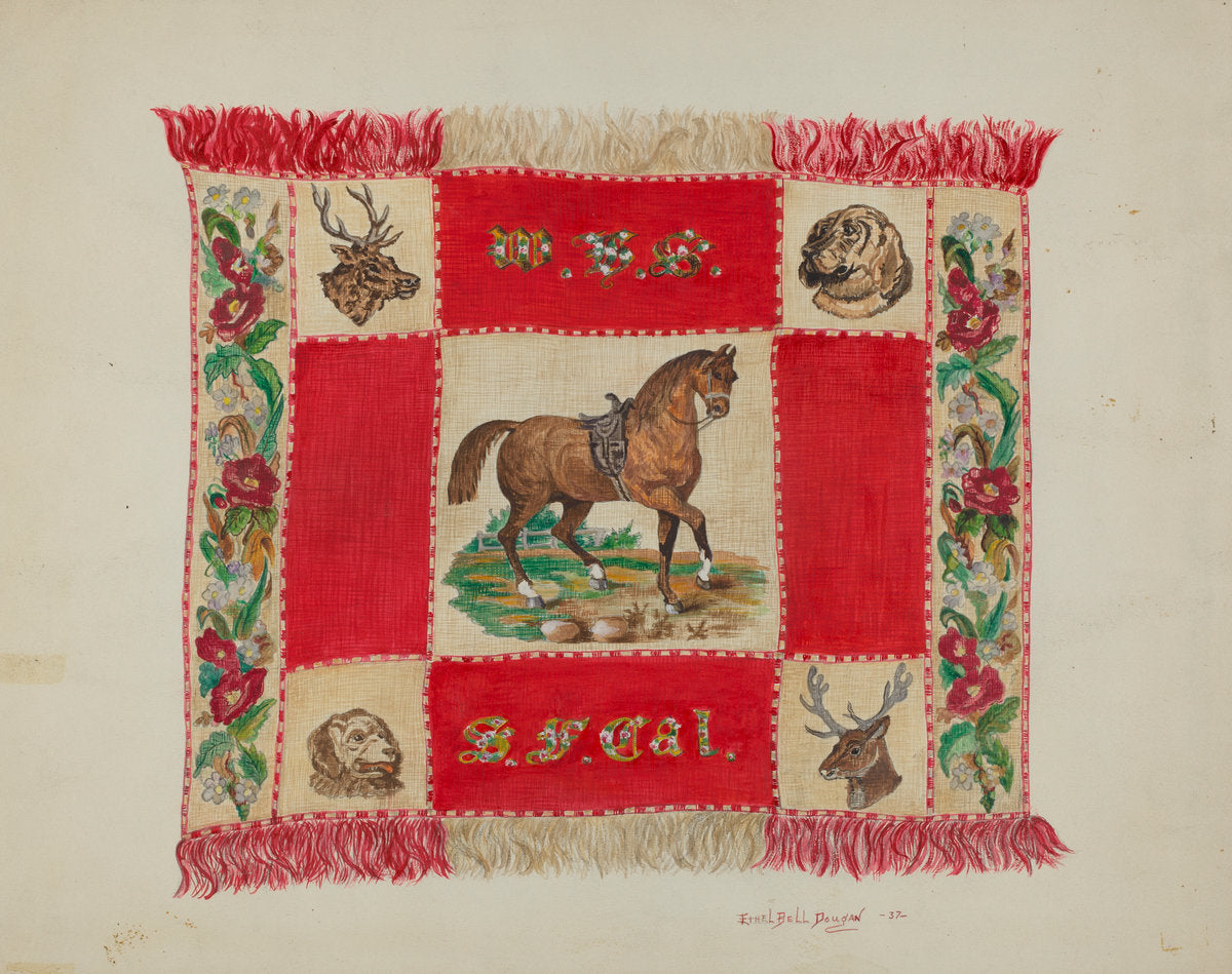 Afghan (detail) by Ethel Dougan (American, 1898 - 1976), 16X12"(A3)Poster Print