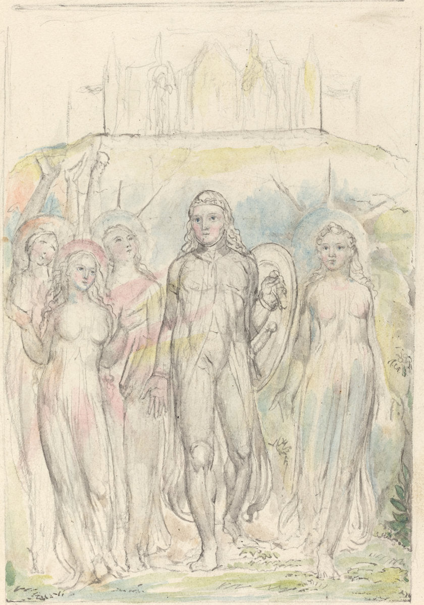 Christian with the Shield of Faith, Taking Leave of His Companions by William Blake (British, 1757 - 1827), 16X12"(A3)Poster Print