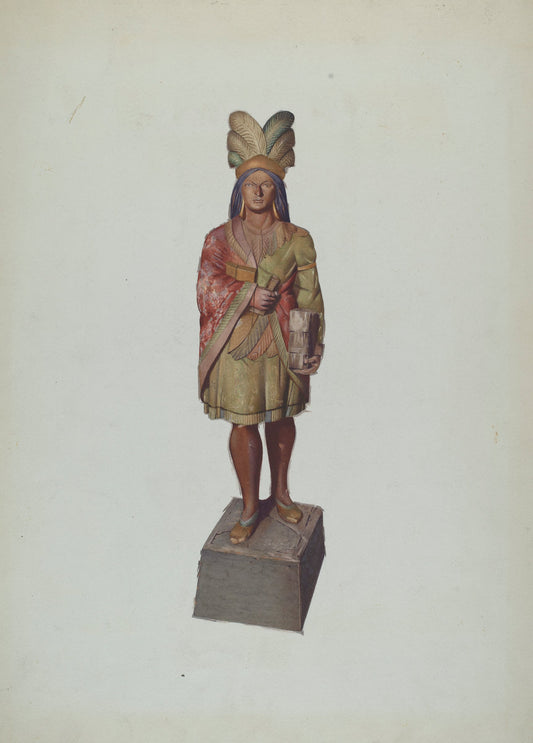 Cigar Store Indian by Joseph Goldberg (American, active c. 1935), 16X12"(A3)Poster Print