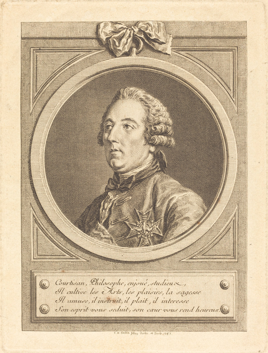 Louis Cesar de La Baume-le-Blanc by Charles-Nicolas Cochin II (French, 1715 - 1790), 16X12"(A3)Poster Print