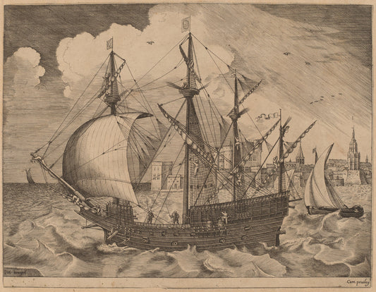Armed Four-Master Putting Out to Sea by Frans Huys after Pieter Bruegel the Elder (Flemish, 1522 - 1562), 16X12"(A3)Poster Print