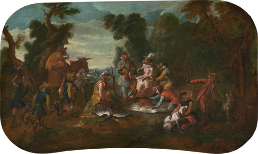 Singerie: The Picnic by Christophe Huet (French, 1700 - 1759), 16X12"(A3)Poster Print