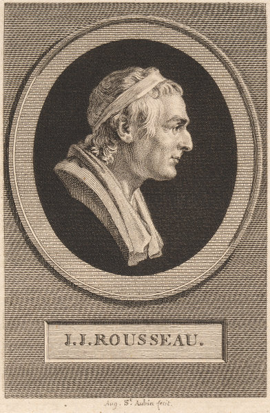 Jean-Jacques Rousseau by Augustin de Saint-Aubin after Jean-Antoine Houdon (French, 1736 - 1807), 16X12"(A3)Poster Print