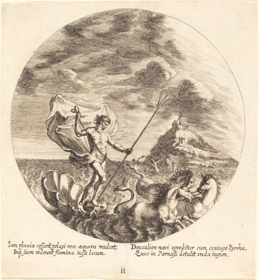 Deucalion and Pyrrha Land on Parnassus by Georg Andreas Wolfgang, the Elder (German, 1631 - 1716), 16X12"(A3)Poster Print