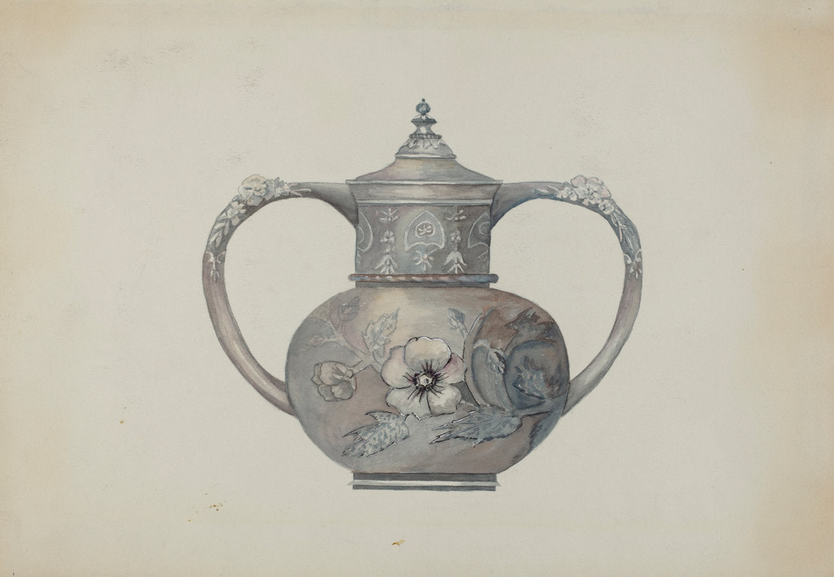 Pewter Tea Set by Beulah Bradleigh (American, active c. 1935), 16X12"(A3)Poster Print
