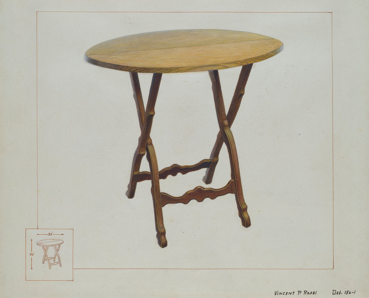 Table by Vincent P. Rosel (American, active c. 1935), 16X12"(A3)Poster Print