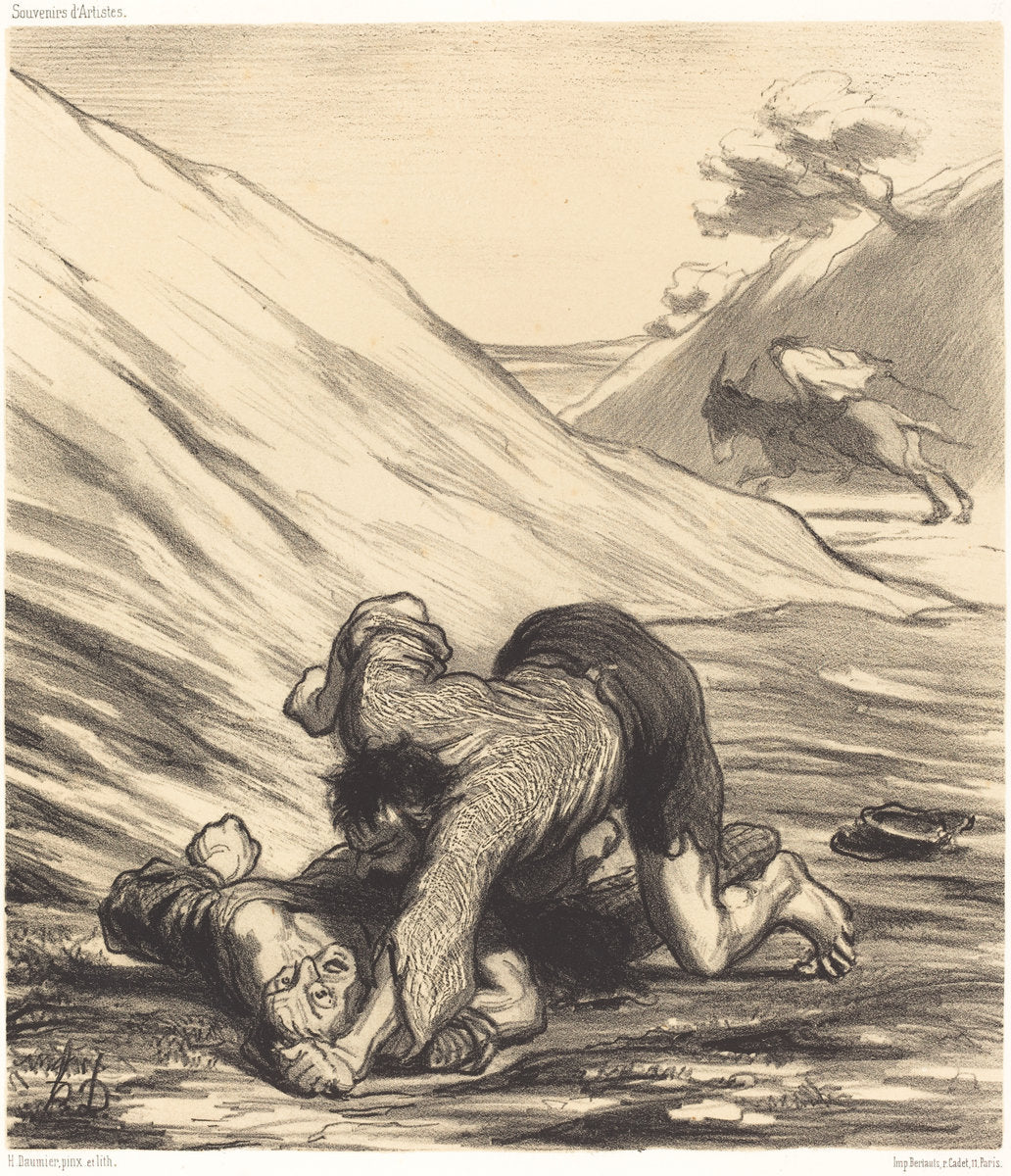 L'Ane et les deux voleurs by Honoré Daumier (French, 1808 - 1879), 16X12"(A3)Poster Print