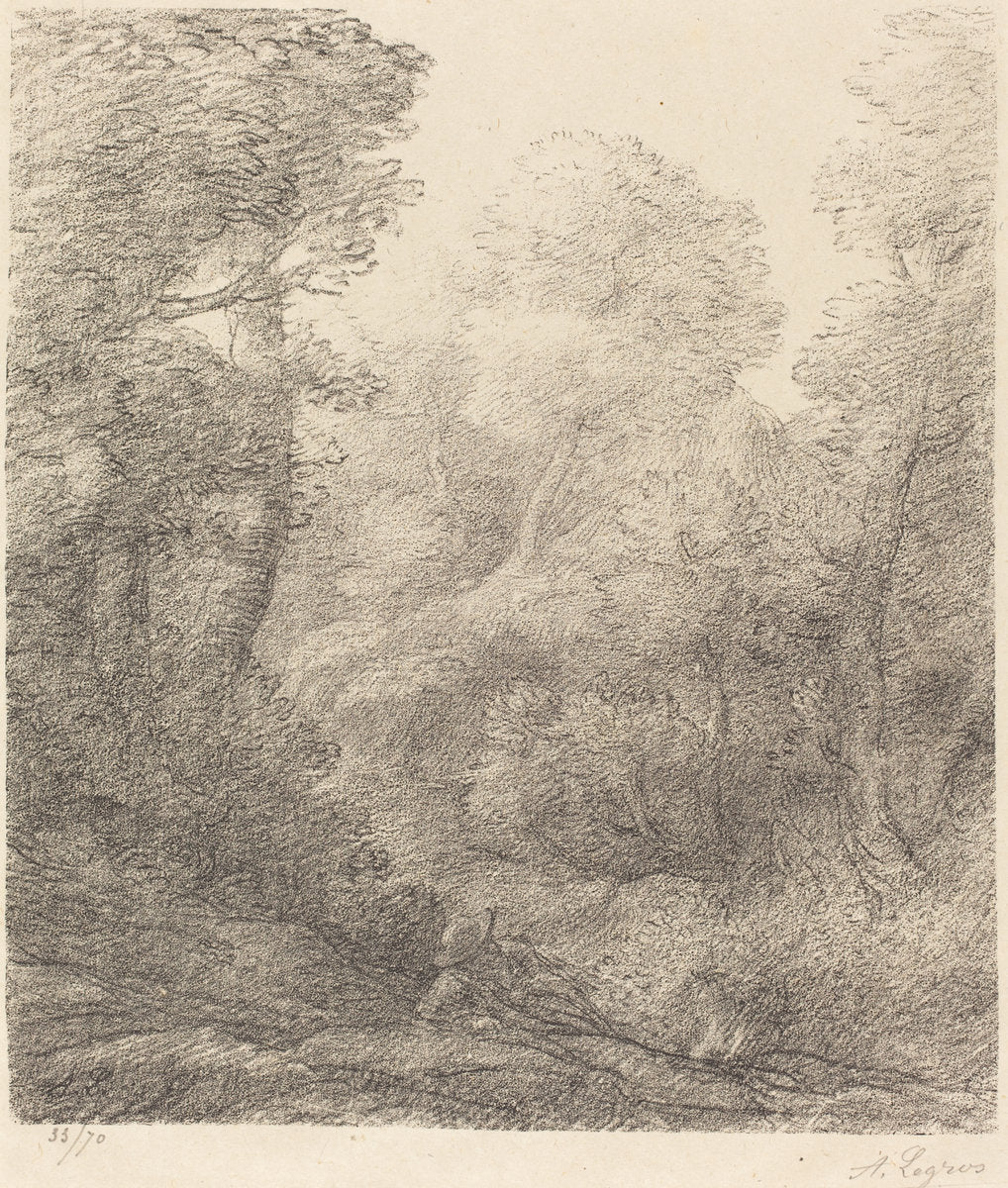 Landscape: Morning Mist (Paysage: Brumes du matin) by Alphonse Legros (French, 1837 - 1911), 16X12"(A3)Poster Print