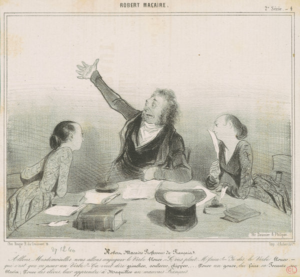 Robert Macaire professeur de français by Honoré Daumier (French, 1808 - 1879), 16X12"(A3)Poster Print