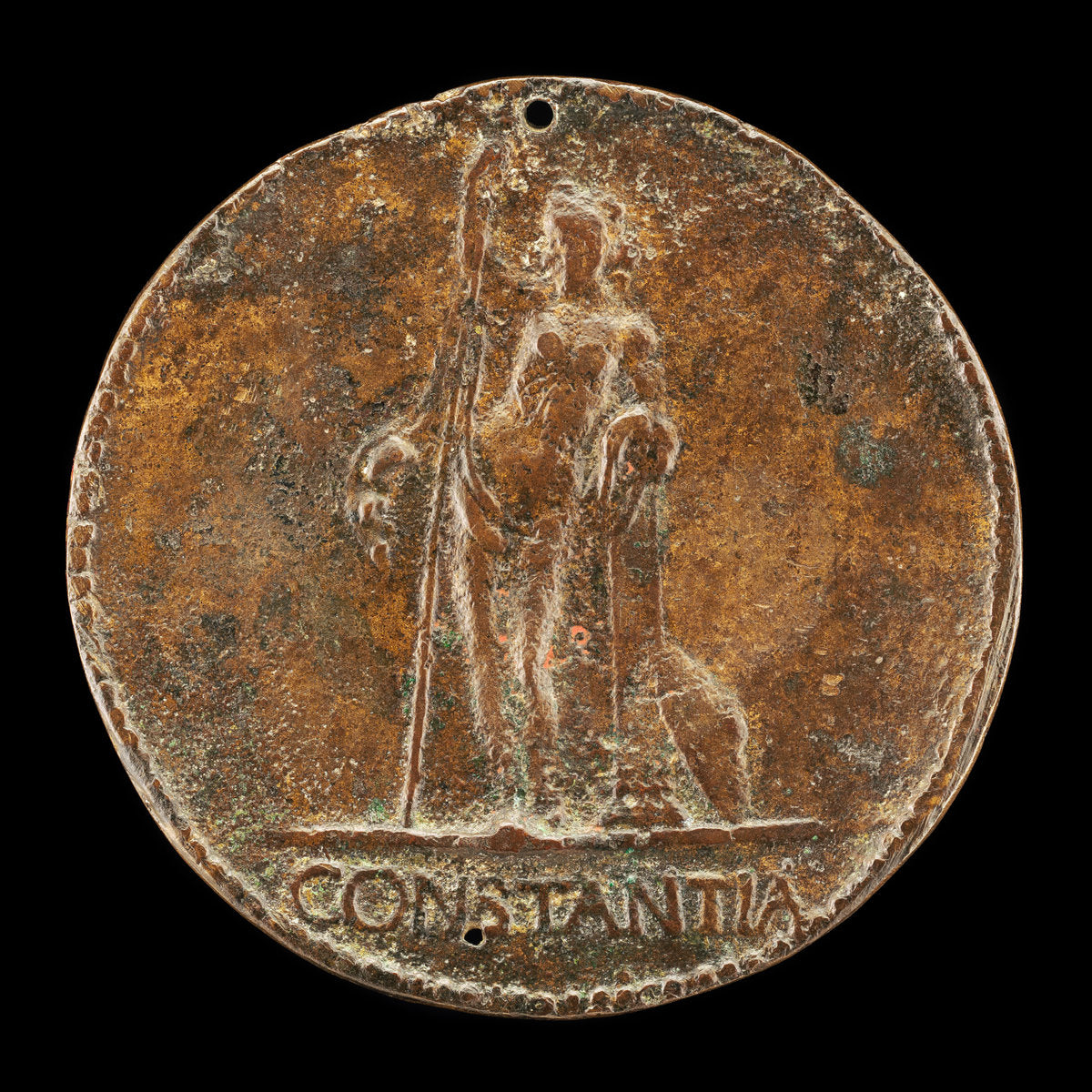 c. 1485 by Style of Niccolò Fiorentino (Constancy Leaning on Tall Staff [reverse]), 16X12"(A3)Poster Print