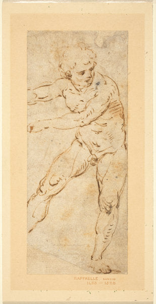 A Standing Male Nude by Circle of Raphael (Marchigian, 1483 - 1520), 16X12"(A3)Poster Print